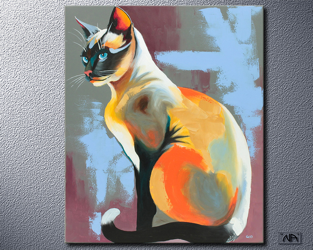 Acrylbild leuchtend Acrylmalerei mega Versteigerung Zahlen limitiert Art Deco lila Acrylgemälde Zigarre informelle artgallery